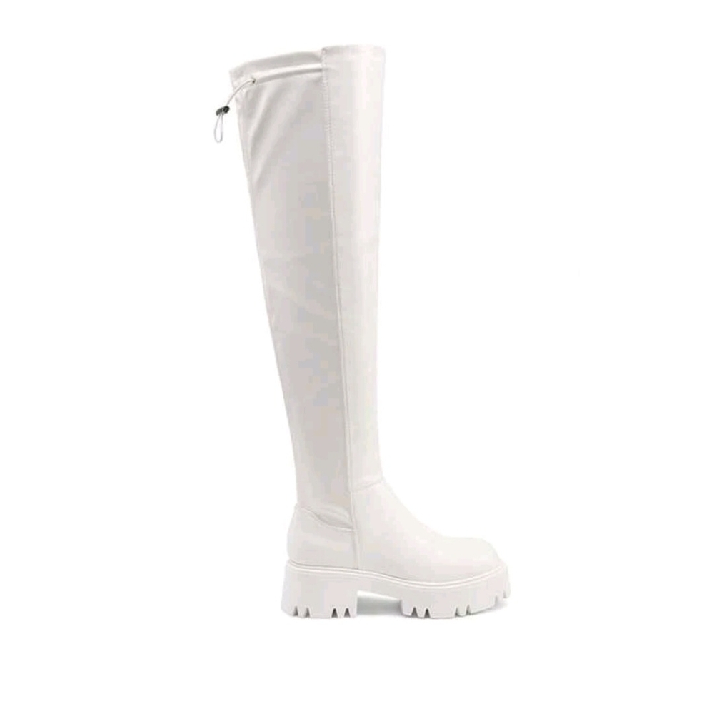White Knee-High Platform Boots